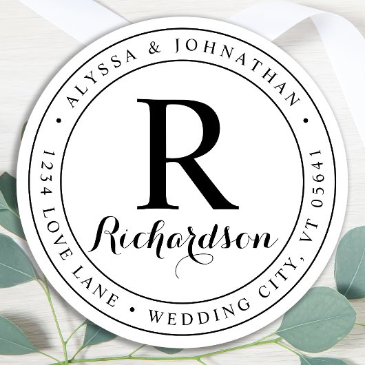 Etikett für benutzerdefinierte Monogramm-Elegante  Runder Aufkleber