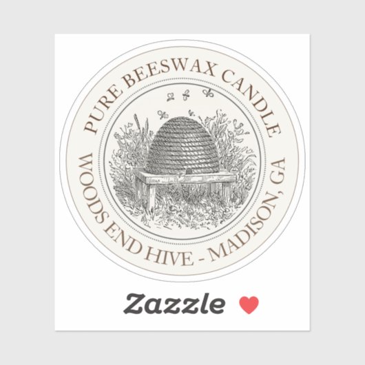 Etikett für Bienenwachskandle mit Skep (Blatt)