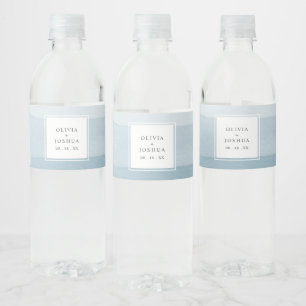 Etikett für blaue Hochzeits-Wasserflasche