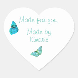 Etikett für blaue Schmetterlinge Herz-Aufkleber