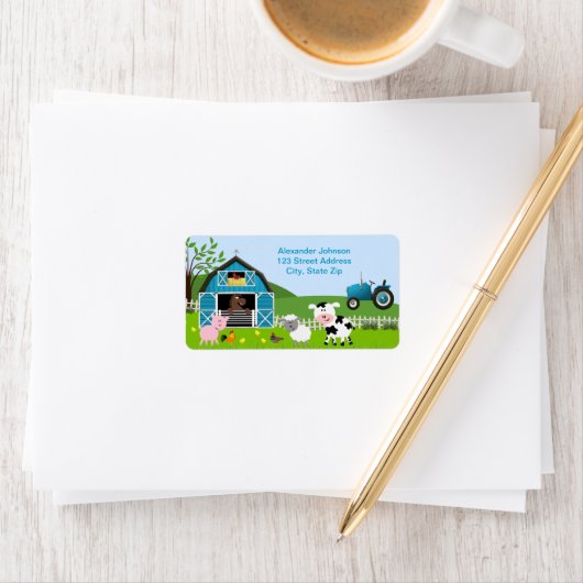 Etikett für Boy Barnyard Farm Animes Adressaufkleber (Insitu)