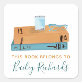Etikett für Bücher und Brillen Quadratischer Aufkleber