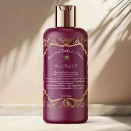 Etikett für Burgundy-Damast & Goldfolie-Seife & Ko Quadratischer Aufkleber