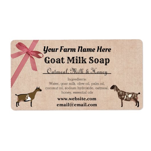Etikett für Burlap- und Karierte Ziegenmilch (Vorne)