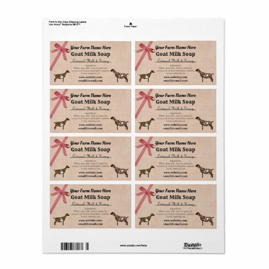 Etikett für Burlap- und Karierte Ziegenmilch (Vorne)