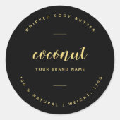 Etikett für Butterverpackung aus schwarzem Gold Runder Aufkleber (Vorderseite)