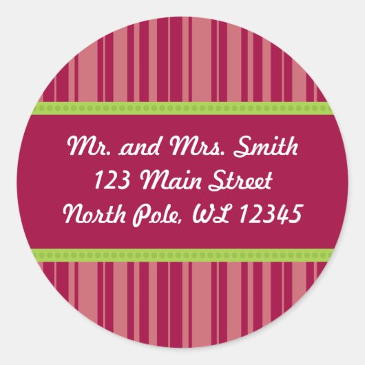 Etikett für Candy Cane Streifen - überarbeitet Runder Aufkleber (Vorderseite)