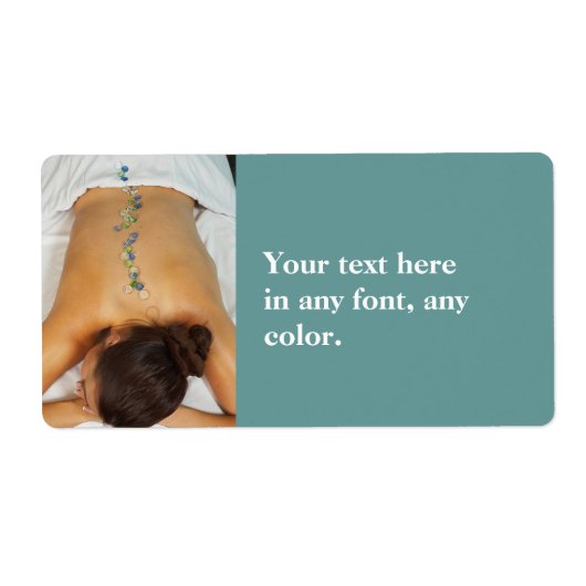 Etikett für coole Steinmassage (Vorne)