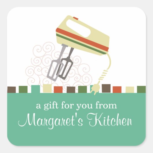 Etikett für das Backen eines elektrischen Mixers Quadratischer Aufkleber (Vorderseite)