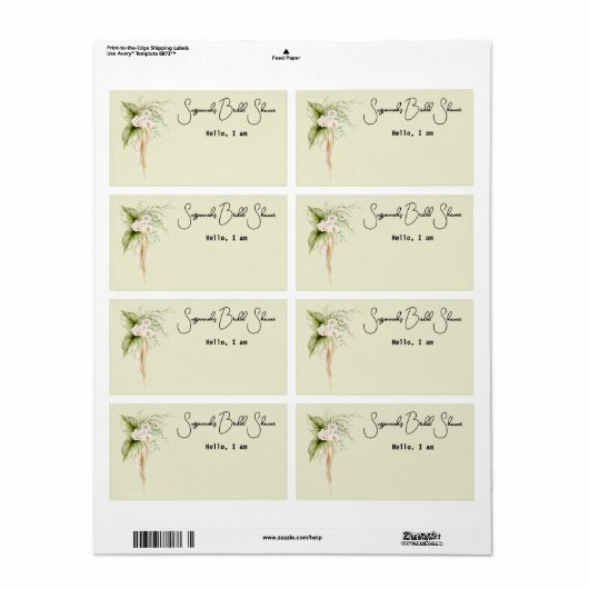 Etikett für das elegante Blumengrenzpapier (Vorne)