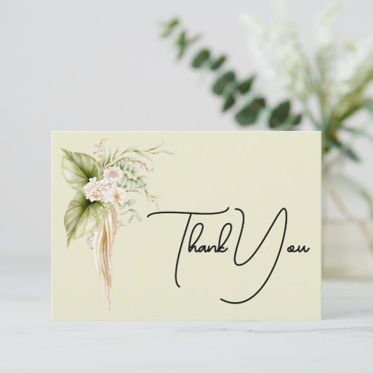 Etikett für das elegante Blumengrenzpapier Dankeskarte (Stehend Vorderseite)