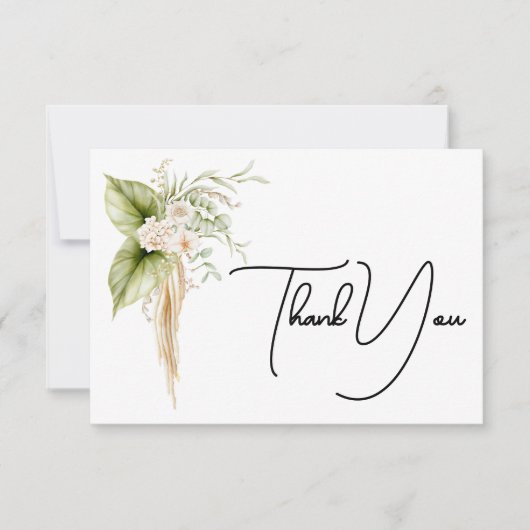 Etikett für das elegante Blumengrenzpapier Dankeskarte (Vorderseite)