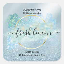 Etikett für das Etikett der Kerze blaues Wasser Quadratischer Aufkleber