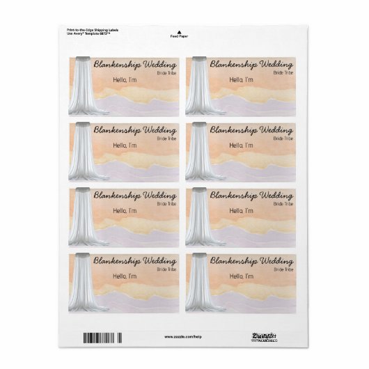 Etikett für das Hochzeitfarbenzeichen (Vorne)