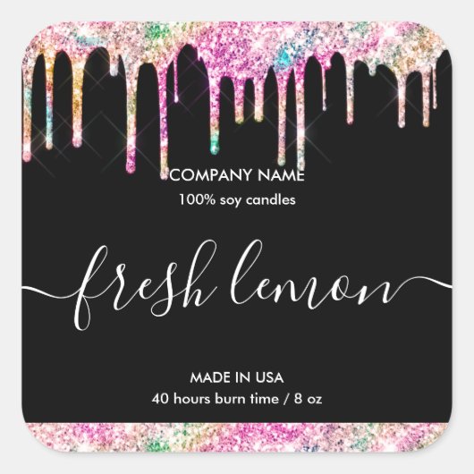 Etikett für das Kerzenkennzeichen Holograph Tropfe Quadratischer Aufkleber (Vorderseite)