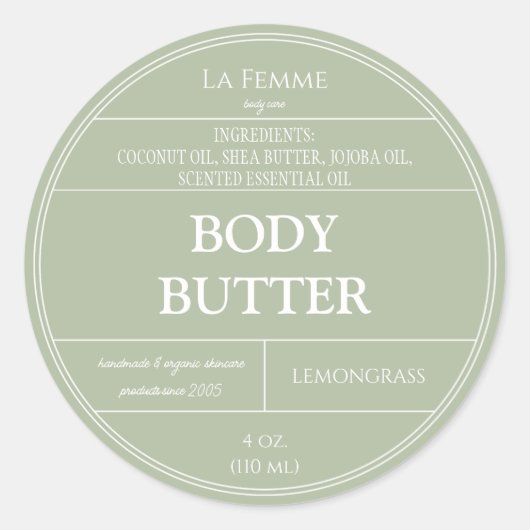 Etikett für das kosmetische Mittel auf dem Etikett Runder Aufkleber (Vorderseite)