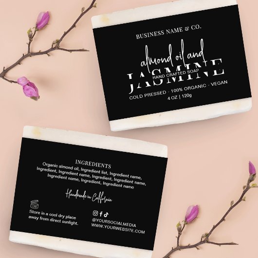 Etikett für das Minimalistische Black Soap Bar Ban
