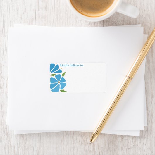 Etikett für das Muster der blauen Groovy-Blume Adressaufkleber (Insitu)