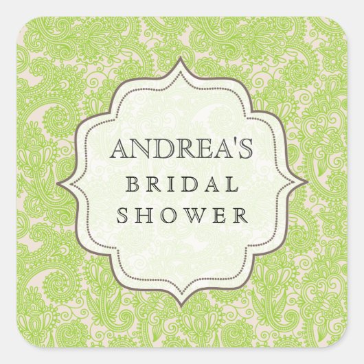 Etikett für das Zitronengrün-Brautparty Quadratischer Aufkleber (Vorderseite)