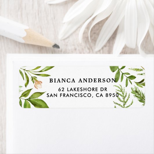 Etikett für die Adresse des Wasserfarben-Grünblätt (Insitu)