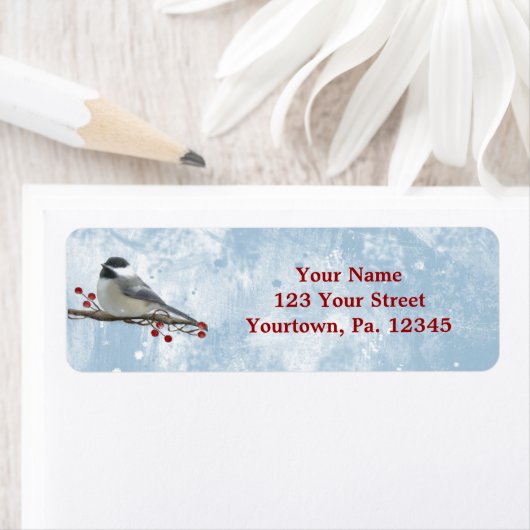 Etikett für die Adresse im Winter Chickadee (Insitu)