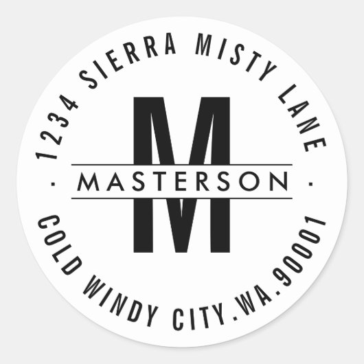 Etikett für die benutzerdefinierte Monogramm-Rücks Runder Aufkleber (Vorderseite)