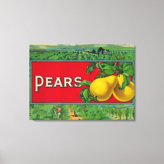 Etikett für die Birnenkiste Leinwanddruck (Vorderseite)