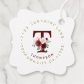 Etikett für die blaue, florale Anschrift Geschenkanhänger (Rückseite)