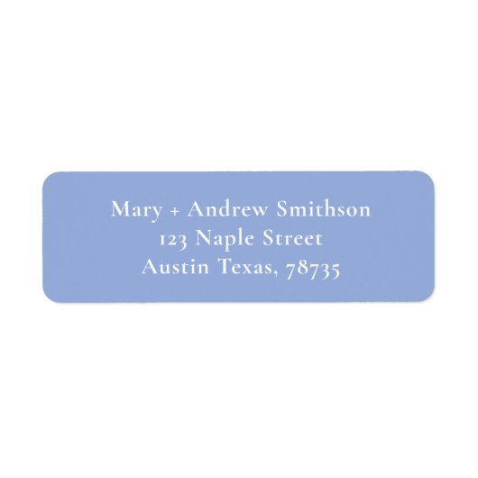 Etikett für die blaue und weiße Rücksendeadresse (Vorne)