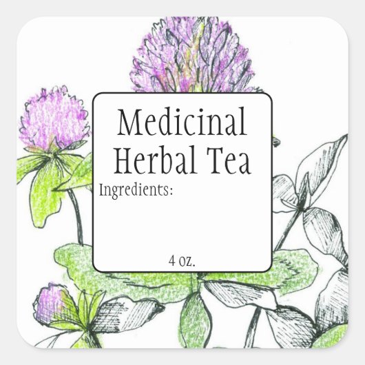 Etikett für die Blindfarbenkraut-Teeblätter mit ro Quadratischer Aufkleber (Vorderseite)