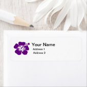 Etikett für die Blume des lila Hibiskus (Insitu)