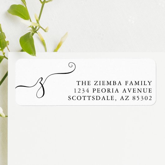 Etikett für die erste Monogramm-Rücksendeadresse