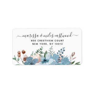 Etikett für die florale Rücksendeadresse für Skrip Adressaufkleber