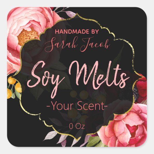 Etikett für die individuell anpassbare schwarze Bl Quadratischer Aufkleber (Vorderseite)