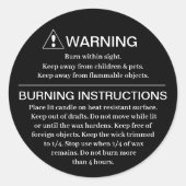 Etikett für die Kerzenwarnhinweise Runder Aufkleber (Vorderseite)