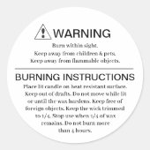 Etikett für die Kerzenwarnhinweise Runder Aufkleber (Vorderseite)