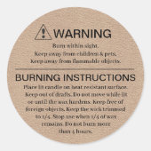 Etikett für die Kerzenwarnhinweise Runder Aufkleber (Vorderseite)