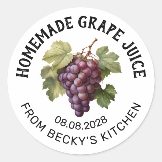Etikett für die Konservierung von Traubensaft mit  Runder Aufkleber (Vorderseite)