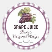 Etikett für die Konservierung von Traubensaft mit  Runder Aufkleber (Vorderseite)