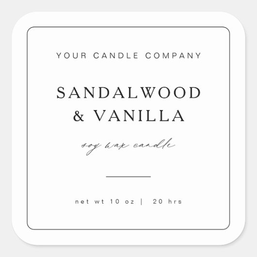 Etikett für die Markenbezeichnung Minimal Square Quadratischer Aufkleber (Vorderseite)