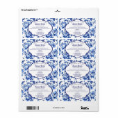 Etikett für die Packung mit weißer blauer Floral-S (Vorne)