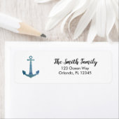 Etikett für die Rücksendeadresse des blauen Ankerz (Insitu)