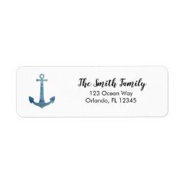 Etikett für die Rücksendeadresse des blauen Ankerz