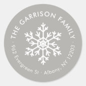 Etikett für die Rücksendeadresse des grauen Winter Runder Aufkleber (Vorderseite)