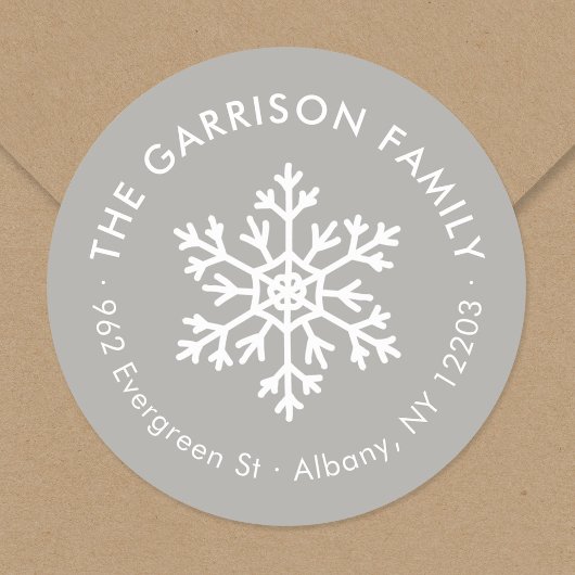 Etikett für die Rücksendeadresse des grauen Winter Runder Aufkleber