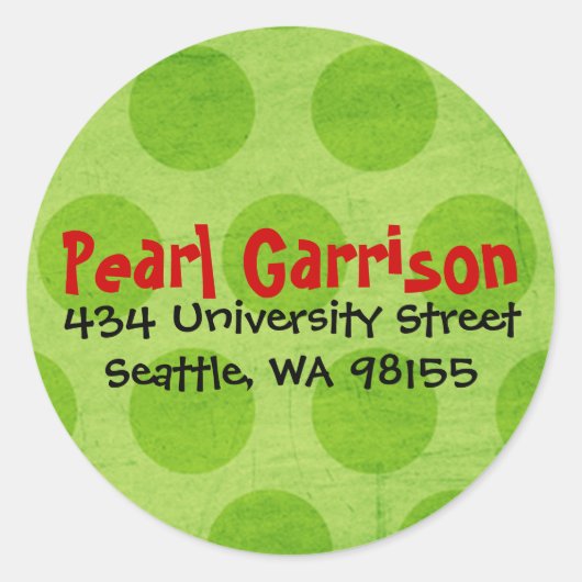 Etikett für die Rücksendeadresse für den grünen Po Runder Aufkleber (Vorderseite)