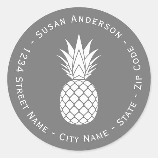 Etikett für die Tropische Rücksendeadresse von wei Runder Aufkleber (Vorderseite)