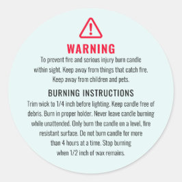 Etikett für die Warnung und das Brennen von Kerzen Runder Aufkleber