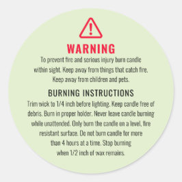 Etikett für die Warnung und das Brennen von Kerzen Runder Aufkleber