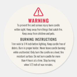 Etikett für die Warnung und das Brennen von Kerzen Runder Aufkleber